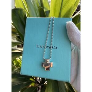 Tiffany & Co. Sterling Silver Solid Roman Cross Pendant 16" Necklace